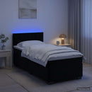 vidaXL Boxspring ágy matraccal és LED-del Fekete 90 x 200 cm Bársony