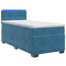 vidaXL Boxspring ágy matraccal és LED-del Kék 90 x 190 cm Bársony