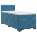 vidaXL Boxspring ágy matraccal és LED-del Kék 90 x 200 cm Bársony