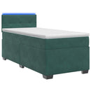vidaXL Boxspring ágy matraccal és LED-del Sötétzöld 100 x 200 cm