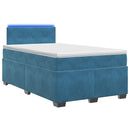 vidaXL Boxspring ágy matraccal és LED-del Kék 120 x 190 cm Bársony
