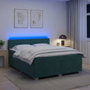 vidaXL Boxspring ágy matraccal és LED-del Sötétzöld 140 x 190 cm
