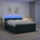 vidaXL Boxspring ágy matraccal és LED-del Sötétzöld 160 x 200 cm