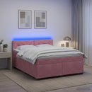vidaXL Boxspring ágy matraccal és LED-del Rózsaszín 140 x 200 cm