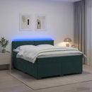 vidaXL Boxspring ágy matraccal és LED-del Sötétzöld 140 x 190 cm