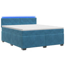 vidaXL Boxspring ágy matraccal és LED-del Kék 180 x 200 cm Bársony