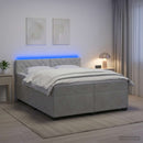 vidaXL Boxspring ágy matraccal és LED-del Világosszürke 200 x 200 cm