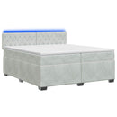 vidaXL Boxspring ágy matraccal és LED-del Világosszürke 200 x 200 cm