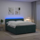 vidaXL Boxspring ágy matraccal és LED-del Sötétzöld 200 x 200 cm