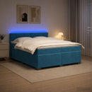 vidaXL Boxspring ágy matraccal és LED-del Kék 200 x 200 cm Bársony