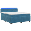 vidaXL Boxspring ágy matraccal és LED-del Kék 200 x 200 cm Bársony