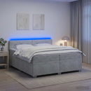vidaXL Boxspring ágy matraccal és LED-del Világosszürke 200 x 200 cm