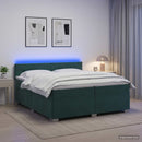 vidaXL Boxspring ágy matraccal és LED-del Sötétzöld 200 x 200 cm