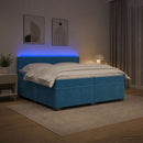 vidaXL Boxspring ágy matraccal és LED-del Kék 200 x 200 cm Bársony
