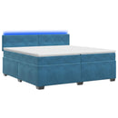 vidaXL Boxspring ágy matraccal és LED-del Kék 200 x 200 cm Bársony
