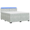 vidaXL Boxspring ágy matraccal és LED-del Világosszürke 200 x 200 cm