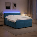 vidaXL Boxspring ágy matraccal és LED-del Kék 200 x 200 cm Bársony
