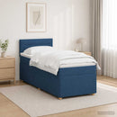 vidaXL Boxspring ágy matraccal LED szalagokkal Kék 100 x 200 cm Szövet