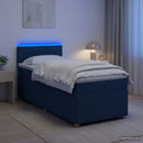 vidaXL Boxspring ágy matraccal LED szalagokkal Kék 100 x 200 cm Szövet