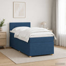 vidaXL Boxspring ágy matraccal LED szalagokkal Kék 90 x 200 cm Szövet
