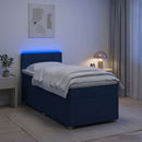 vidaXL Boxspring ágy matraccal LED szalagokkal Kék 90 x 190 cm Szövet
