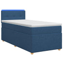 vidaXL Boxspring ágy matraccal LED szalagokkal Kék 80 x 200 cm Szövet