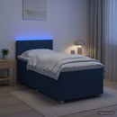 vidaXL Boxspring ágy matraccal LED szalagokkal Kék 100 x 200 cm Szövet