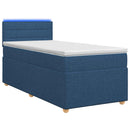 vidaXL Boxspring ágy matraccal LED szalagokkal Kék 90 x 190 cm Szövet