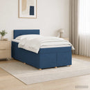 vidaXL Boxspring ágy matraccal LED szalagokkal Kék 120 x 190 cm Szövet