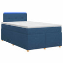 vidaXL Boxspring ágy matraccal LED szalagokkal Kék 120 x 190 cm Szövet