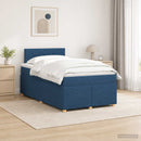 vidaXL Boxspring ágy matraccal LED szalagokkal Kék 120 x 190 cm Szövet