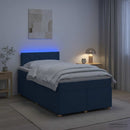 vidaXL Boxspring ágy matraccal LED szalagokkal Kék 120 x 190 cm Szövet