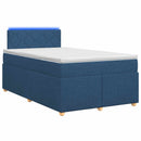 vidaXL Boxspring ágy matraccal LED szalagokkal Kék 120 x 200 cm Szövet