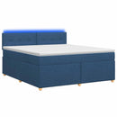 vidaXL Boxspring ágy matraccal LED szalagokkal Kék 140 x 190 cm Szövet