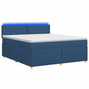 vidaXL Boxspring ágy matraccal LED szalagokkal Kék 160 x 200 cm Szövet