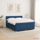 vidaXL Boxspring ágy matraccal LED szalagokkal Kék 160 x 200 cm Szövet