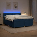 vidaXL Boxspring ágy matraccal LED szalagokkal Kék 160 x 200 cm Szövet