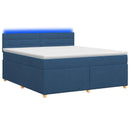 vidaXL Boxspring ágy matraccal LED szalagokkal Kék 180 x 200 cm Szövet