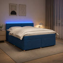 vidaXL Boxspring ágy matraccal LED szalagokkal Kék 140 x 190 cm Szövet