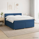 vidaXL Boxspring ágy matraccal LED szalagokkal Kék 160 x 200 cm Szövet