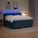 vidaXL Boxspring ágy matraccal LED szalagokkal Kék 160 x 200 cm Szövet