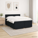 vidaXL Boxspring ágy matraccal fejtámlával Fekete 200 x 200 cm Szövet