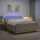 vidaXL Boxspring ágy matraccal Krémszínű 200 x 200 cm Szövet