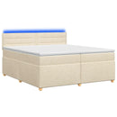 vidaXL Boxspring ágy matraccal Krémszínű 200 x 200 cm Szövet