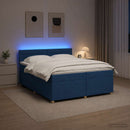 vidaXL Boxspring ágy matraccal LED szalagokkal Kék 200 x 200 cm Szövet