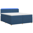 vidaXL Boxspring ágy matraccal LED szalagokkal Kék 200 x 200 cm Szövet