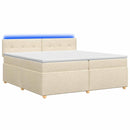 vidaXL Boxspring ágy matraccal Krémszínű 200 x 200 cm Szövet