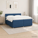 vidaXL Boxspring ágy matraccal LED szalagokkal Kék 200 x 200 cm Szövet