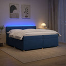 vidaXL Boxspring ágy matraccal LED szalagokkal Kék 200 x 200 cm Szövet