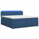 vidaXL Boxspring ágy matraccal LED szalagokkal Kék 200 x 200 cm Szövet